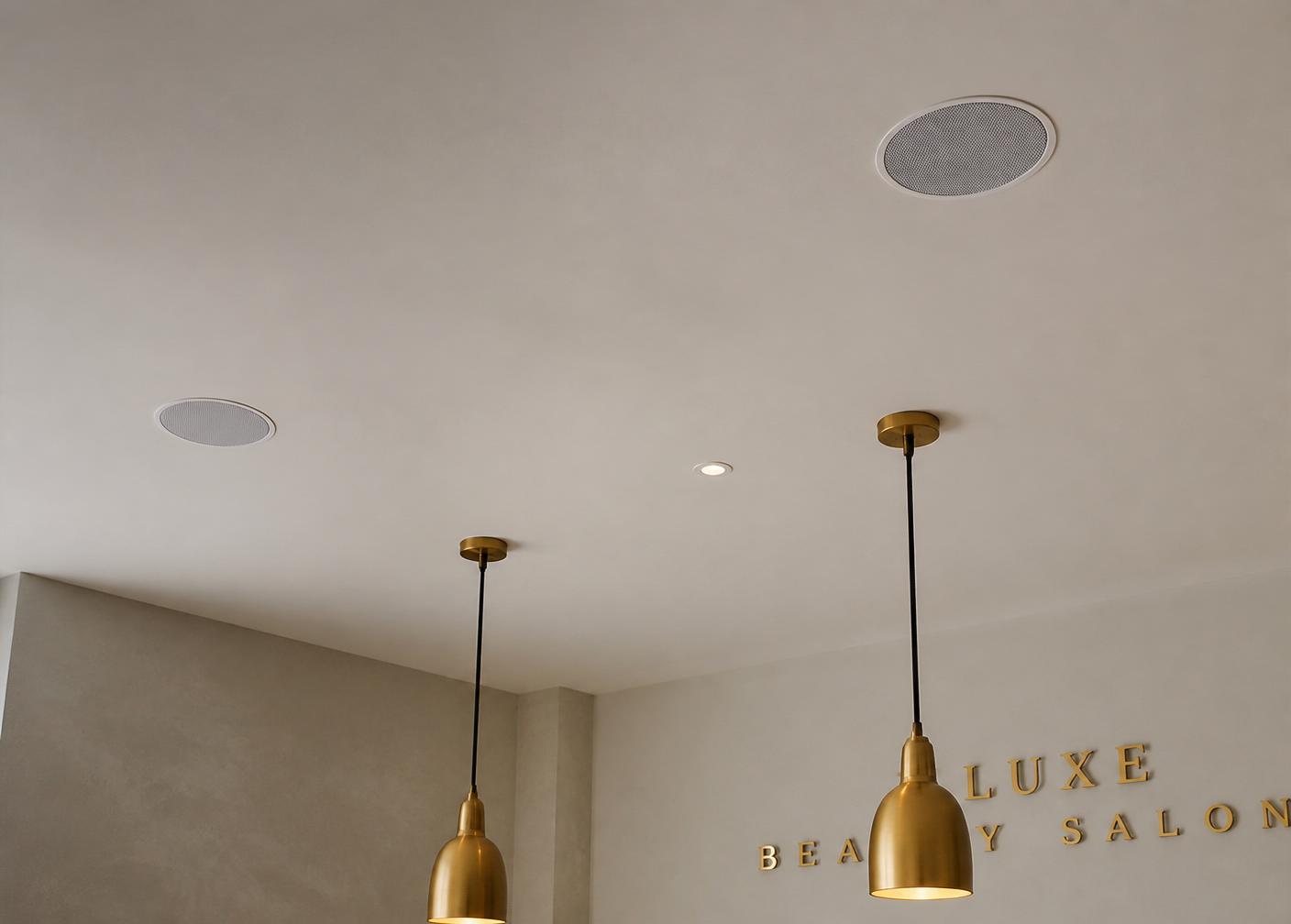 Impianto audio a soffitto per centro estetico